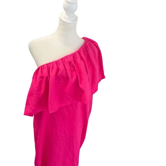 Tuckernuck Pomander Place Florencia One Shoulder Ruffle Linen Blend Midi Dress P - Picture 3 of 9
